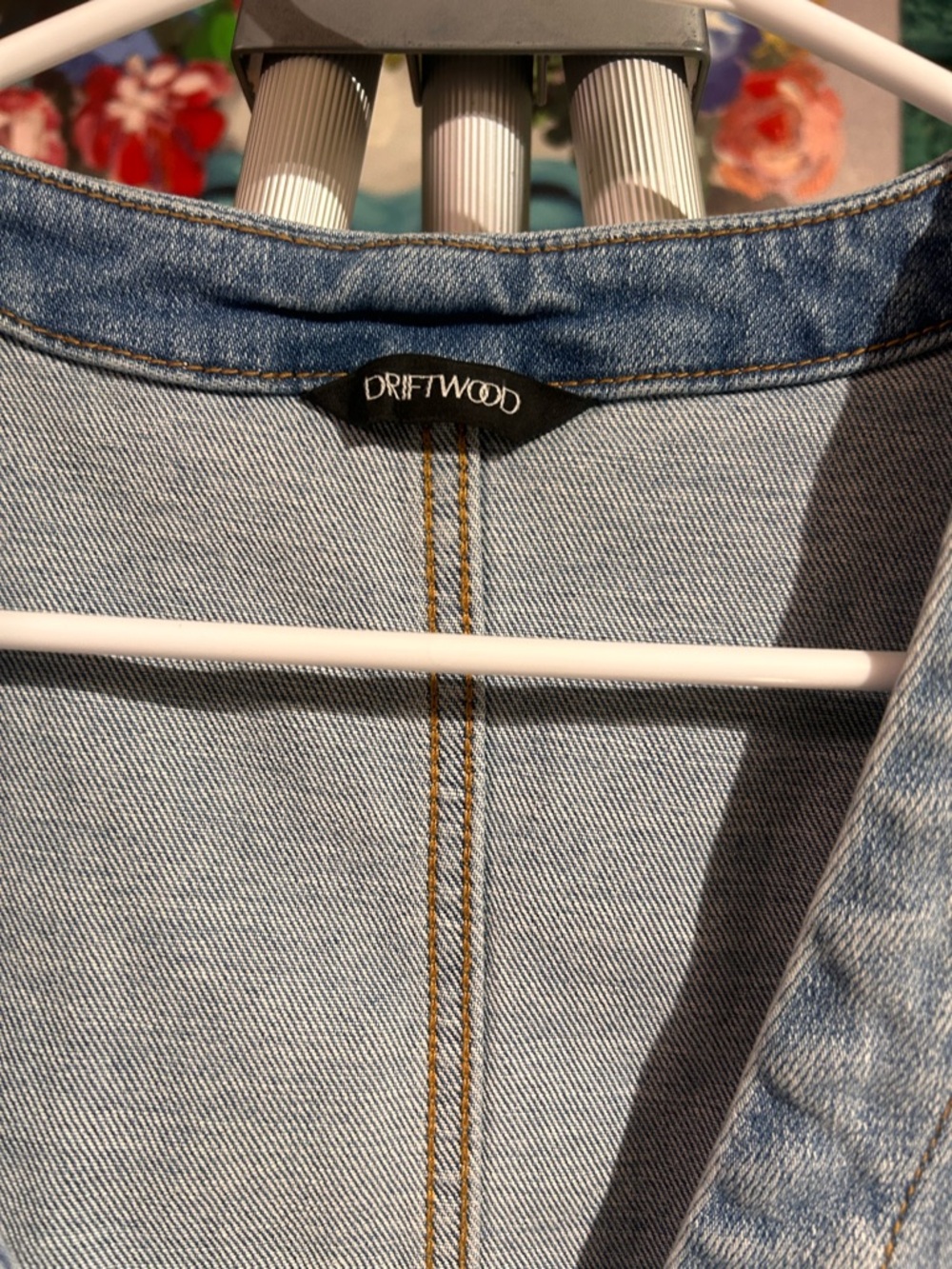 Embroidered Daisy Light Wash Denim Vest - Picture 5 of 8